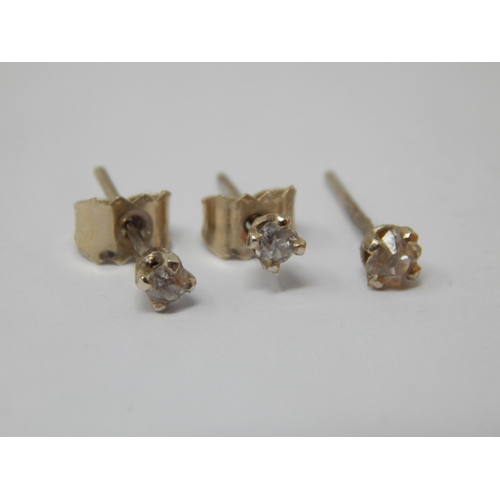 163 - 18ct White Gold Diamond Studs together with a pair of 9ct Gold Amber Earrings A/F