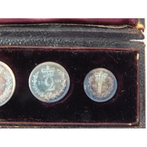 57 - QV Silver Maundy Set 1860 in Original Fitted Case together with further George III Silver Maundy Mon... 