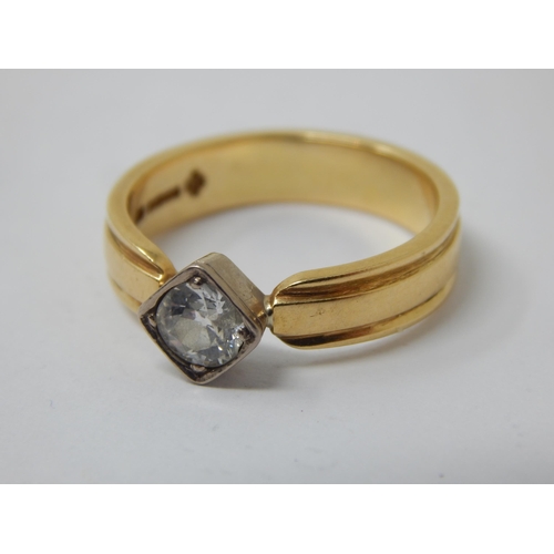 150 - 18ct Gold Diamond Solitaire Ring: The Diamond Estimated @ 0.50cts: Hallmarked London 2000: Size Q: G... 