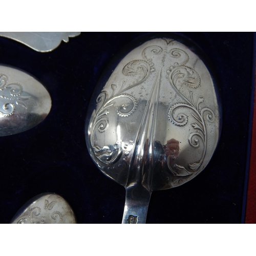 107 - Victorian Set of Britannia Silver 958 Standard Flatware in Original Presentation Case: Hallmarked Lo... 