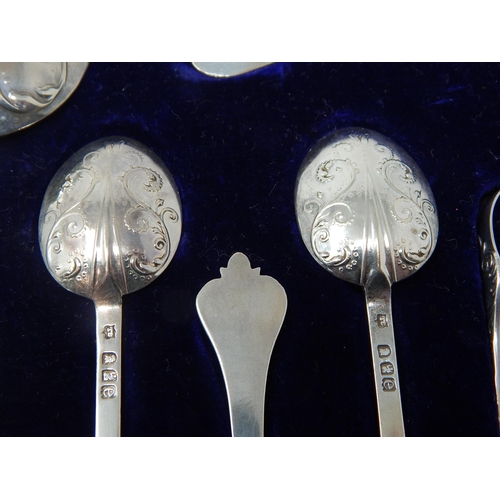 107 - Victorian Set of Britannia Silver 958 Standard Flatware in Original Presentation Case: Hallmarked Lo... 