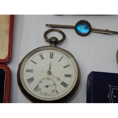 348 - A Quantity of Items including a 9ct Gold Cross & Locket Brooch, Gross weight 7.3g, Silver Pocket Wat... 