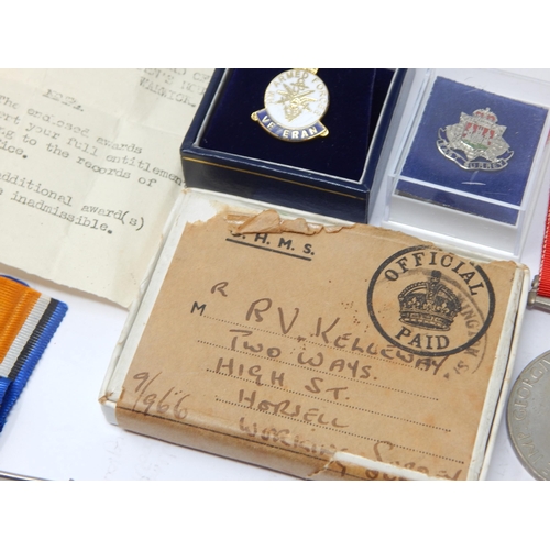 403 - WWI Medals Awarded to & Edge Named to: 341203 P.N.R E.V.KELLEWAY R.E Together with a WWII Kelleway F... 