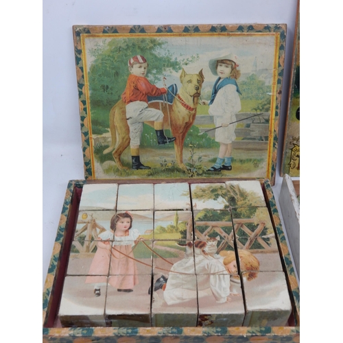 422 - 2 x Victorian Wooden Puzzles (complete) in Original Boxes together with a Vintage Jig-Puz book conta... 