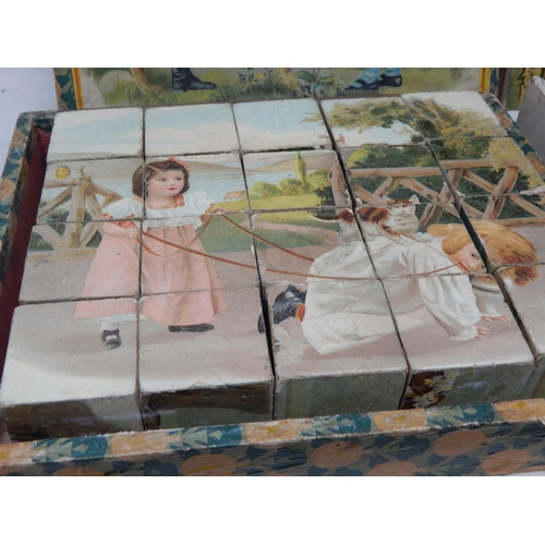 422 - 2 x Victorian Wooden Puzzles (complete) in Original Boxes together with a Vintage Jig-Puz book conta... 