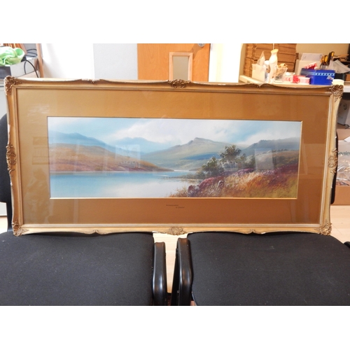 George Trevor: "Windermere" Watercolour, Signed G. Trevor in Gilded & Glazed Frame: Measuring 95cm x 45cm overall