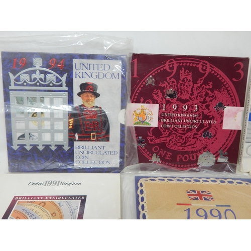 61 - Royal Mint UK Brilliant Uncirculated Coin Collection Sets: 1984 (2), 85/87/88/89/90/91/92/93/94