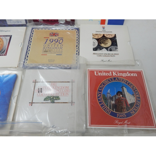 61 - Royal Mint UK Brilliant Uncirculated Coin Collection Sets: 1984 (2), 85/87/88/89/90/91/92/93/94