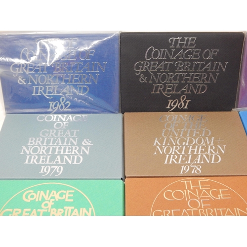 62 - Royal Mint Proof Sets: 1970/71/72/73/74/75/77/78/79/80/81/82