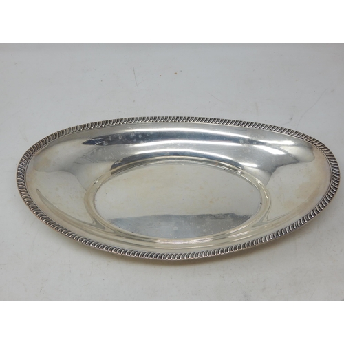 114 - Sterling Silver Bread Dish with Gadrooned Rim: Measuring 31cm wide: Weight 288g