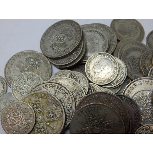 65 - A Quantity of pre-1947 Silver Coinage: Weight 348g