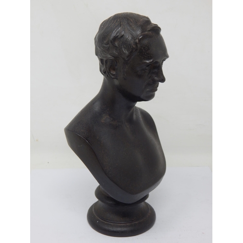 433 - 19th Century Signed Cast Iron Bust with Black Patternation of a Gentleman: Height 19cm