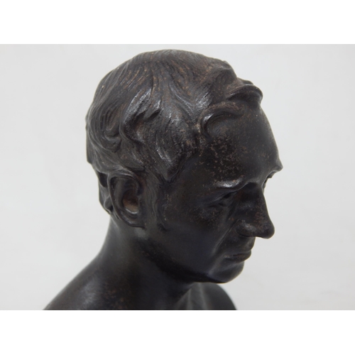 433 - 19th Century Signed Cast Iron Bust with Black Patternation of a Gentleman: Height 19cm