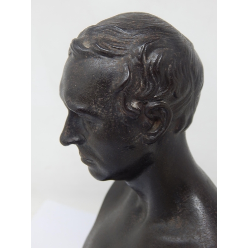 433 - 19th Century Signed Cast Iron Bust with Black Patternation of a Gentleman: Height 19cm