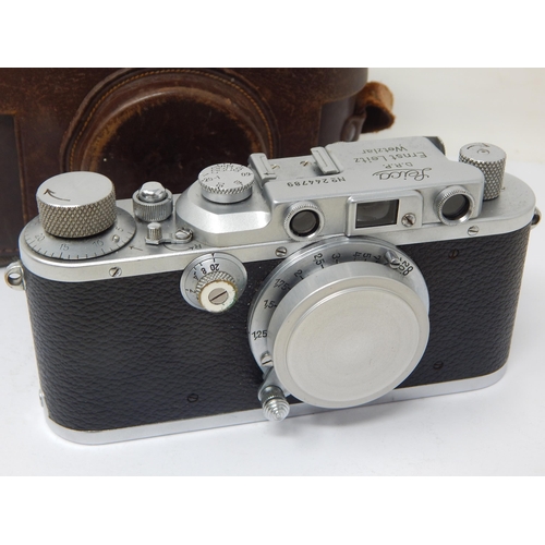 438 - Leica D.R.P Ernst Leitz Wetzcar Camera & Case c.1937-38: Serial No. 244789