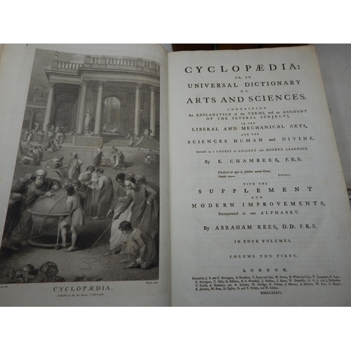 449 - 18th Century Chambers, Cyclopaedia: or, a Universal Dictionary of Arts and Sciences in 4 volumes 178... 