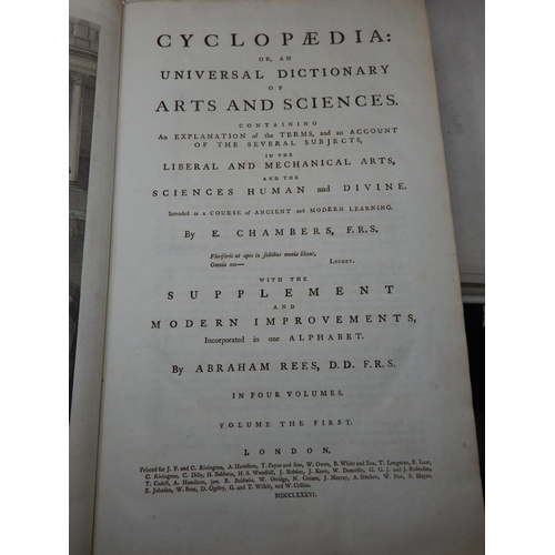 449 - 18th Century Chambers, Cyclopaedia: or, a Universal Dictionary of Arts and Sciences in 4 volumes 178... 