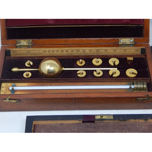 450 - 19th Century Sikes Hydrometer set in fitted mahogany case together with a cased draughtsman's set, s... 