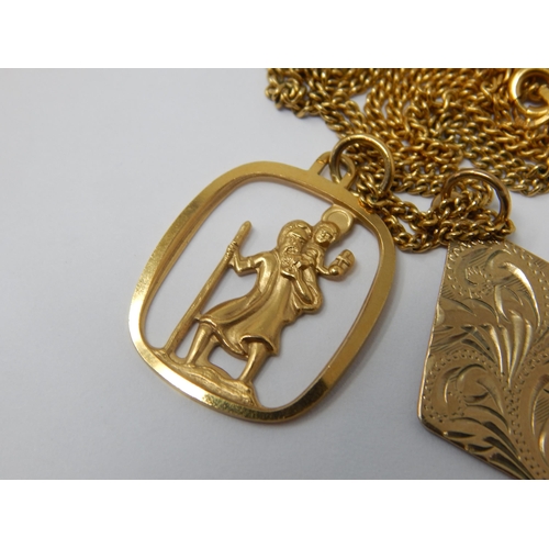 174 - 9ct Gold Chain with two 9ct Gold pendants: Length 76cm: Weight 9.62g