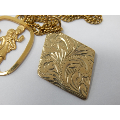 174 - 9ct Gold Chain with two 9ct Gold pendants: Length 76cm: Weight 9.62g