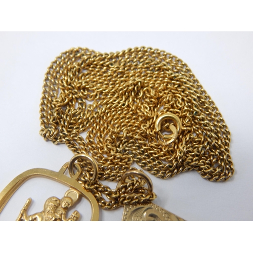 174 - 9ct Gold Chain with two 9ct Gold pendants: Length 76cm: Weight 9.62g