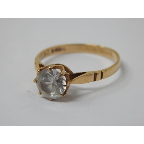 182 - 9ct Gold Solitaire Ring: Size O: Gross weight 1.77g