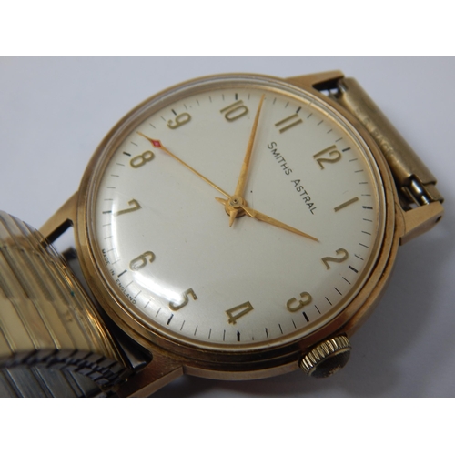 303 - 9ct Gold Gentleman's Smiths Astral Wristwatch with Sweep Seconds Hand: Working When Catalogued