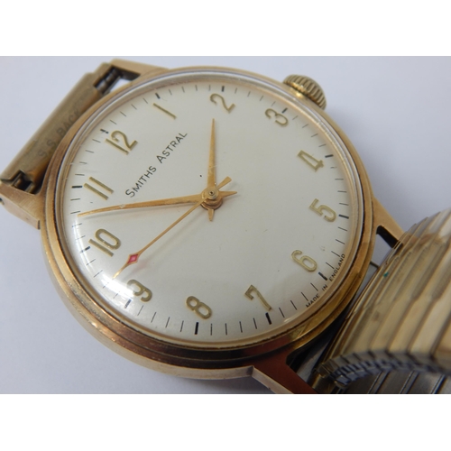 303 - 9ct Gold Gentleman's Smiths Astral Wristwatch with Sweep Seconds Hand: Working When Catalogued