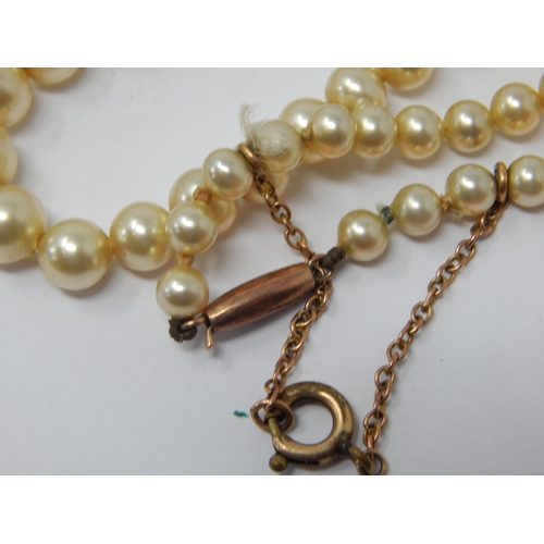 203 - 9ct Gold Clasped Pearl Necklaces together with two 9ct Gold Pearl Pendants