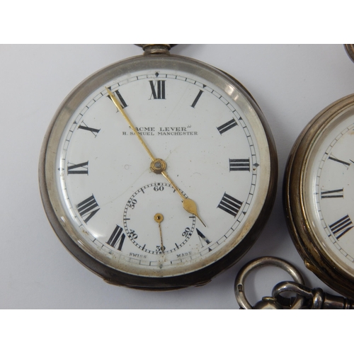 204 - A Quantity of Hallmarked Silver Pocket Watches together with a Hallmarked Silver Albert Chain