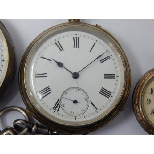 204 - A Quantity of Hallmarked Silver Pocket Watches together with a Hallmarked Silver Albert Chain