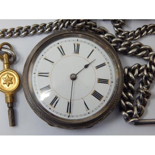 204 - A Quantity of Hallmarked Silver Pocket Watches together with a Hallmarked Silver Albert Chain