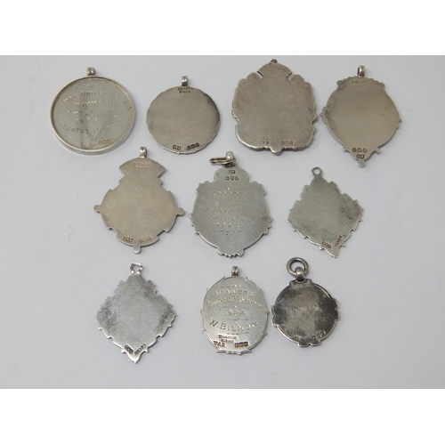 206 - A Collection of Hallmarked Silver & Enamel 1920's/30's Football Medals (10)