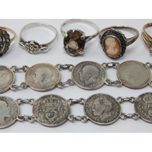 207 - A Quantity of Silver to Include a Victorian Mourning Brooch, Locket, Coin Bracelets, Albert Chain, N... 