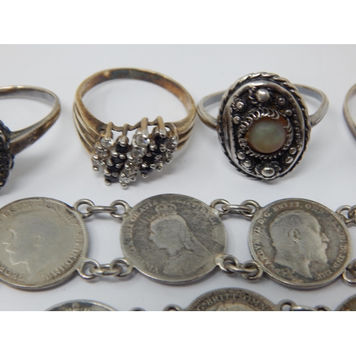 207 - A Quantity of Silver to Include a Victorian Mourning Brooch, Locket, Coin Bracelets, Albert Chain, N... 