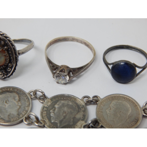 207 - A Quantity of Silver to Include a Victorian Mourning Brooch, Locket, Coin Bracelets, Albert Chain, N... 