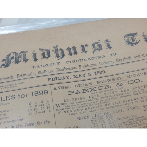 459 - George III/Queen Victoria Newspapers: The Times, The Midhurst Times, The Surrey Advertiser etc