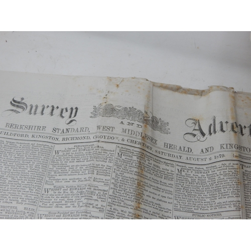 459 - George III/Queen Victoria Newspapers: The Times, The Midhurst Times, The Surrey Advertiser etc