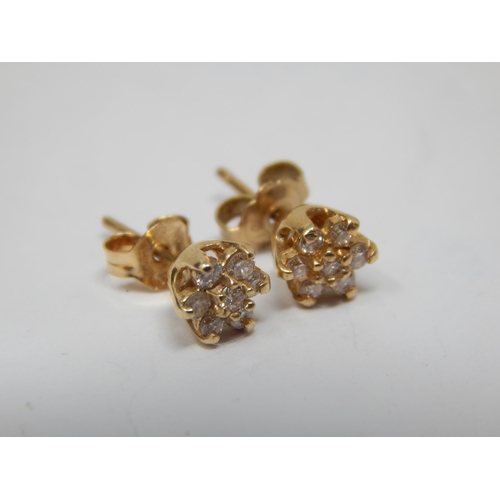 221 - 9ct Gold & Diamond Set Daisy Earrings