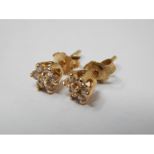 221 - 9ct Gold & Diamond Set Daisy Earrings