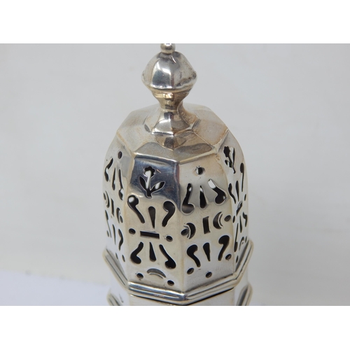 127 - Art Deco Silver Sugar Caster Hallmarked London 1933 by Edward Barnard & Sons: Height 17cm: Weight 16... 