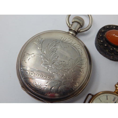 225 - Waltham Coin Silver Full Hunter Pocket Watch together with a hallmarked silver wristwatch, two furth... 