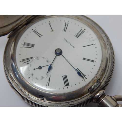 225 - Waltham Coin Silver Full Hunter Pocket Watch together with a hallmarked silver wristwatch, two furth... 