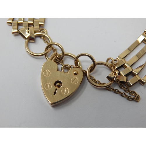 227 - 9ct Gold Gate Bracelet with padlock Clasp: Weight 9.56g