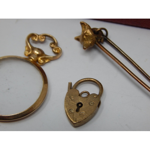 230 - A Quantity of 9ct Gold Items Including a Ladies Winegartens Wristwatch, Pearl Earrings, Magnifying G... 