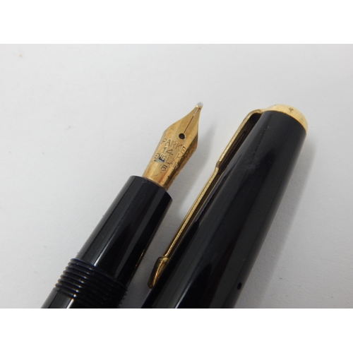 477 - A Group of Parker Pens Including a Fountain Pen with 14ct Gold Nib