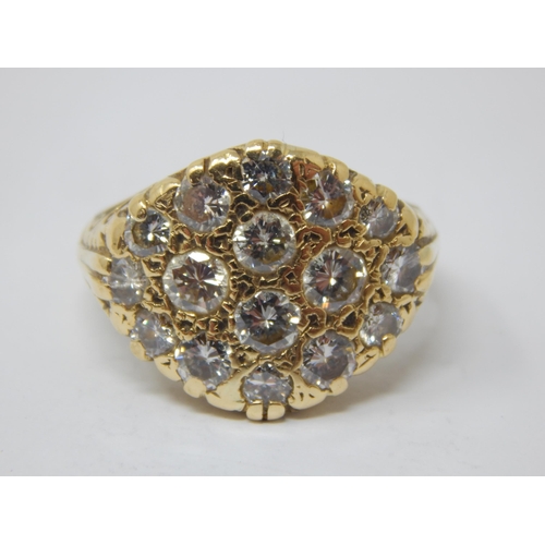 233 - Victorian 18ct Gold Diamond Cluster Ring: Set with 16 Diamonds Estimated @ 1.20ct Total: Ring Size J... 