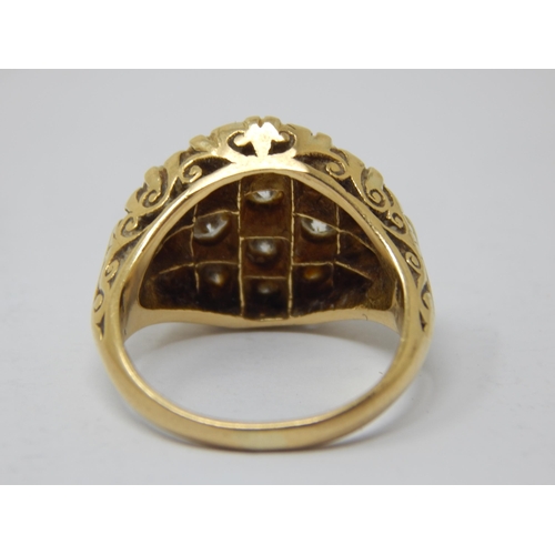 233 - Victorian 18ct Gold Diamond Cluster Ring: Set with 16 Diamonds Estimated @ 1.20ct Total: Ring Size J... 