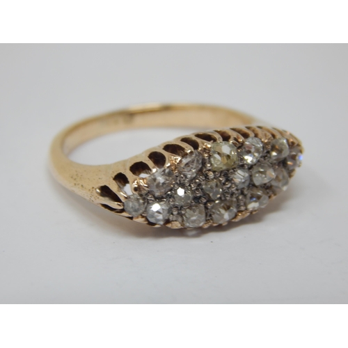 234 - Victorian 18ct Gold Diamond Cluster Ring Set with 16 Diamonds Estimated @ 0.80cts: Ring Size L: Gros... 