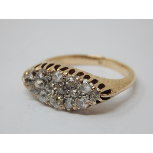 234 - Victorian 18ct Gold Diamond Cluster Ring Set with 16 Diamonds Estimated @ 0.80cts: Ring Size L: Gros... 